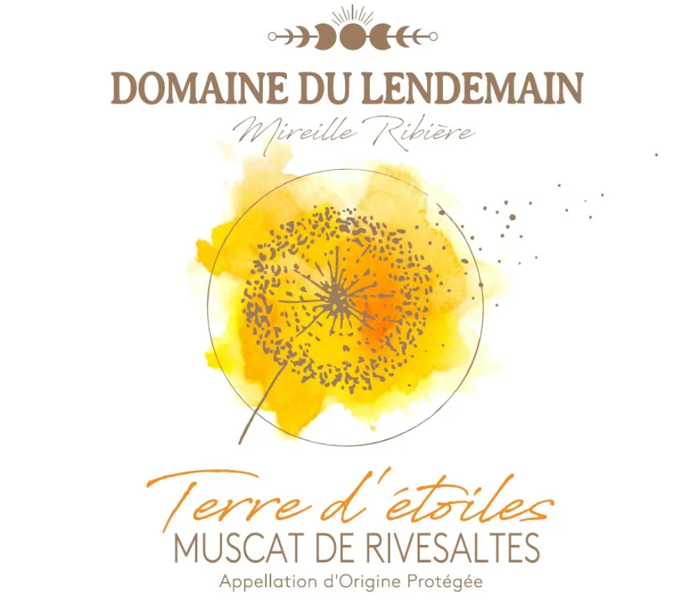 Étiquette de la cuvée Terre d'Étoiles, Muscat de Rivesaltes — Domaine du Lendemain